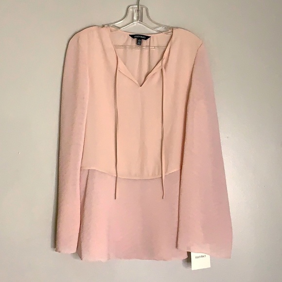 Ellen Tracy long sleeve chic layer top soft petal pink feminine women medium new - Picture 1 of 6